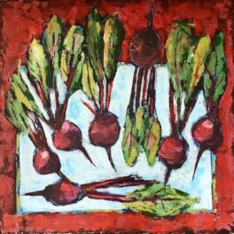Beetroot on Blue Cloth by Claire MacLellan