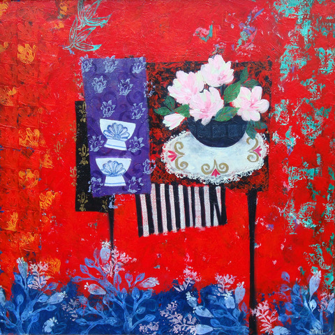 Red Room with Roses, Jean Hall, Greengallery